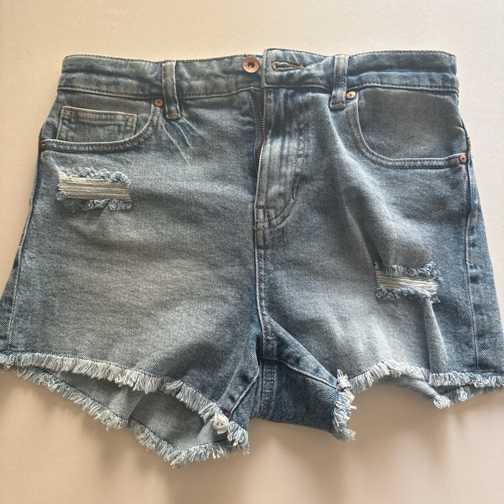 Kendall + Kylie The Drifter High Rise Distressed Denim Shorts Size 9 / 29